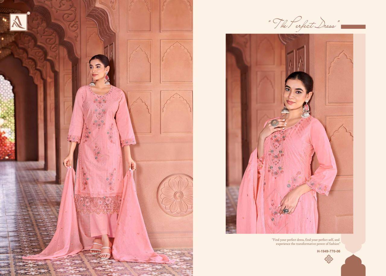 Alok suit green omre Dress material market in India